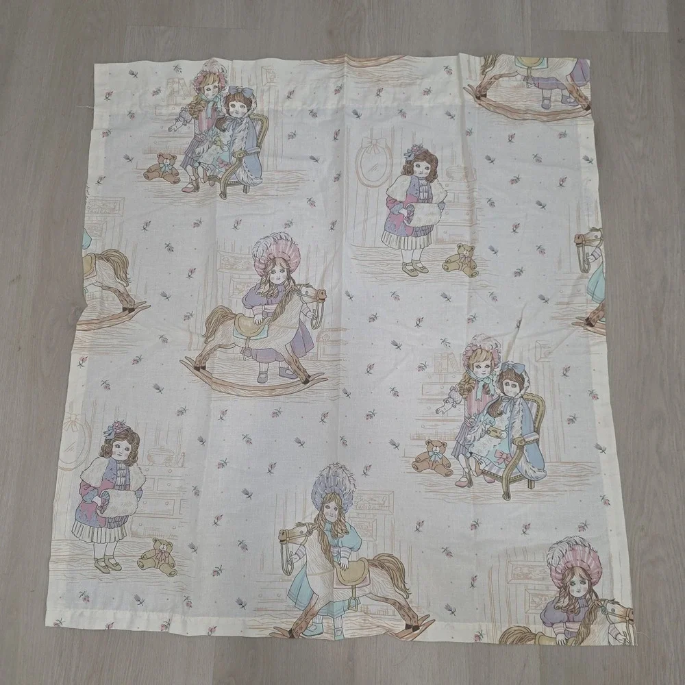 Vtg Jcpenney Victorian Doll Pattern Curtain Set / Pillowcase / Bed Skirt  Set